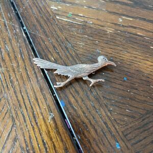 Vintage Copper Roadrunner Brooch Pin